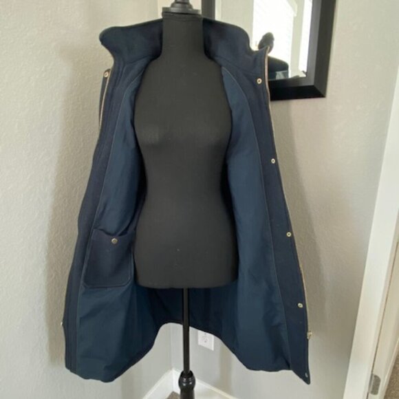 ZARA Trafaluc Navy Blue Wool Parka Coat Jacket XS - Picture 12 of 14